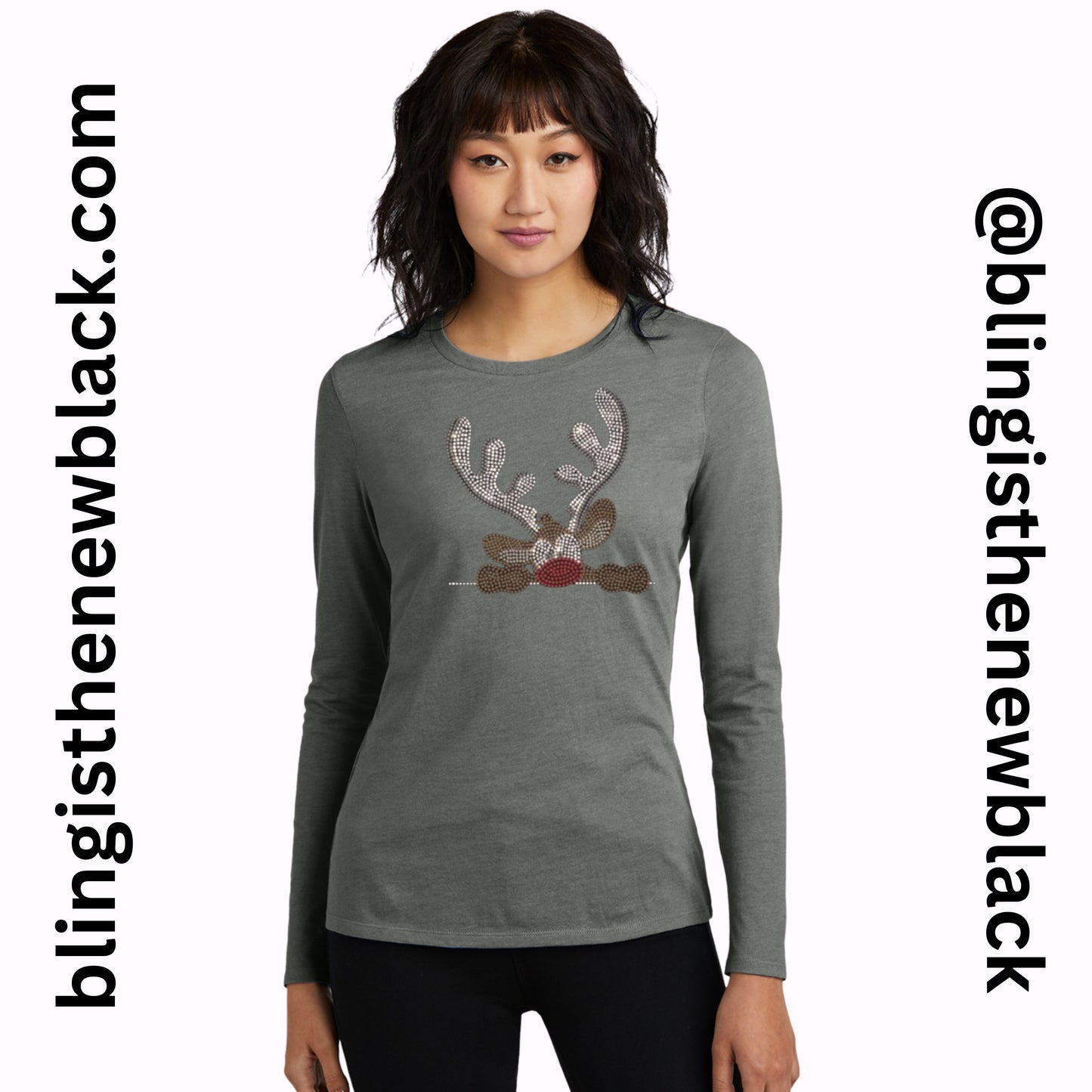 Rudolph Bling Tribend Ladies Long Sleeve Crew