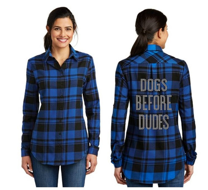 Dogs Before Dudes Bling Flannel Tunic