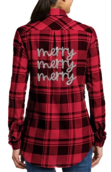 Merry Merry Merry Bling Flannel Tunic