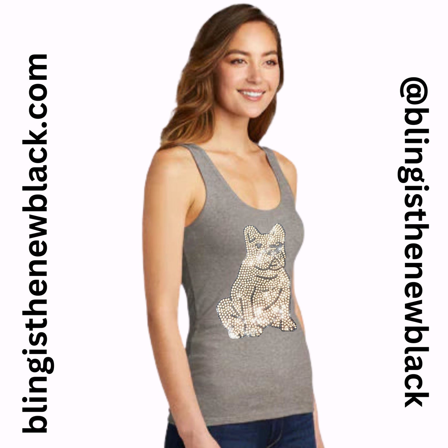 Frenchie French Bulldog Fitted Bling Tank