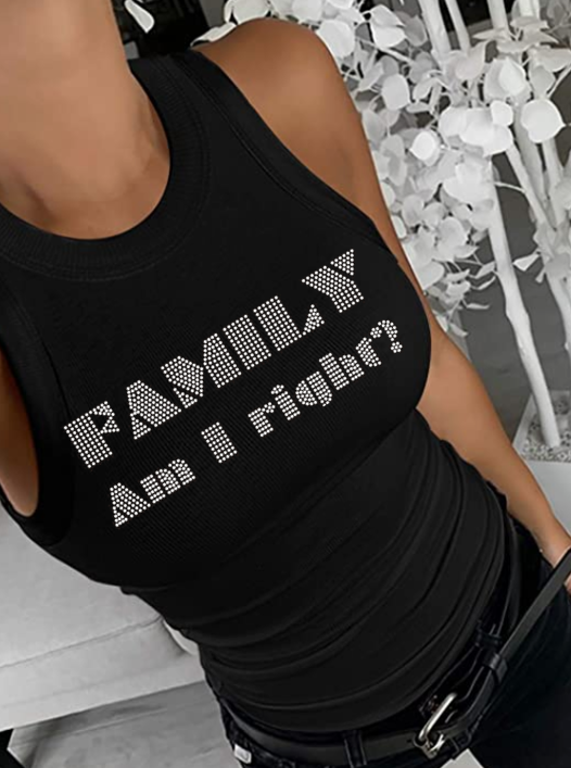 Family Am I Right? Ladies Fitted Bling Tank