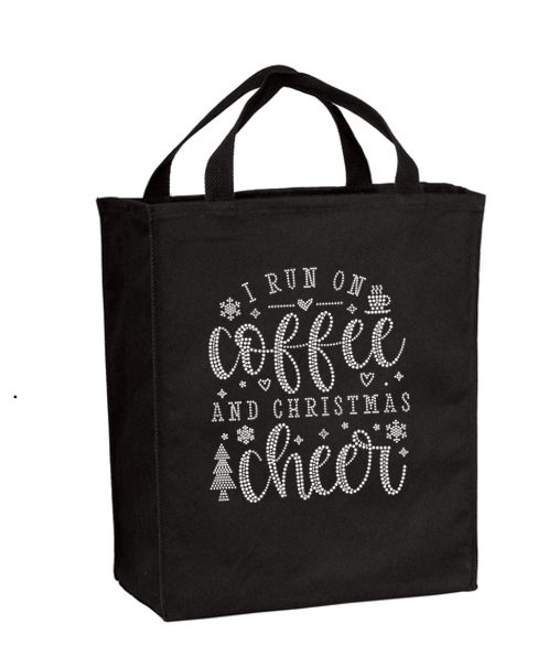 I Run On Coffee And Christmas Cheer Bling Grocery Tote
