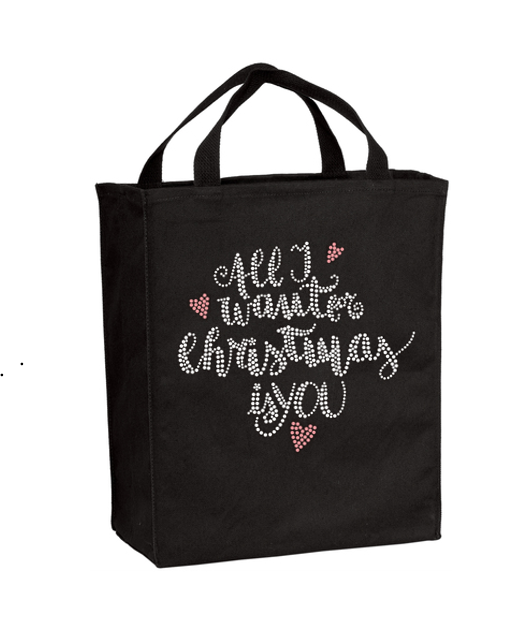 All I Want For Christmas Is You Bling Grocery Tote