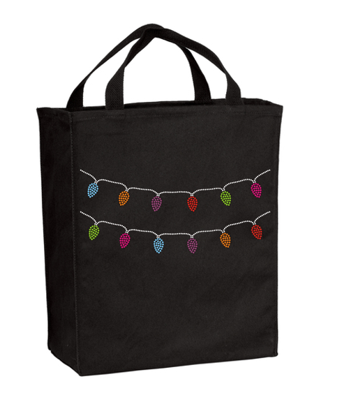 Christmas Tree Lights Bling Grocery Tote