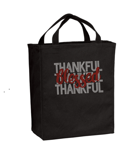 Thankful Blessed Bling Grocery Tote