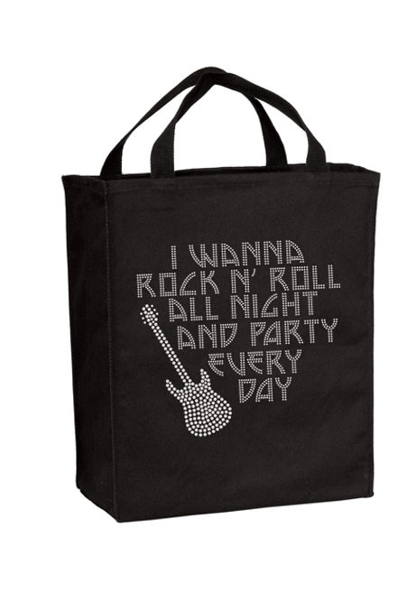 Rock N Roll All Night Bling Grocery Tote