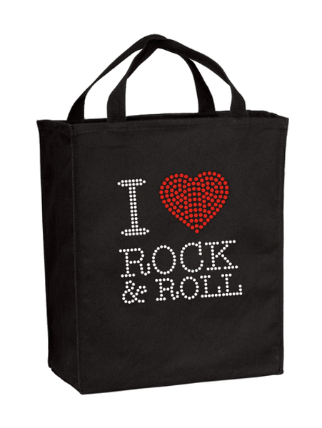 I Love Rock & Roll Bling Grocery Tote