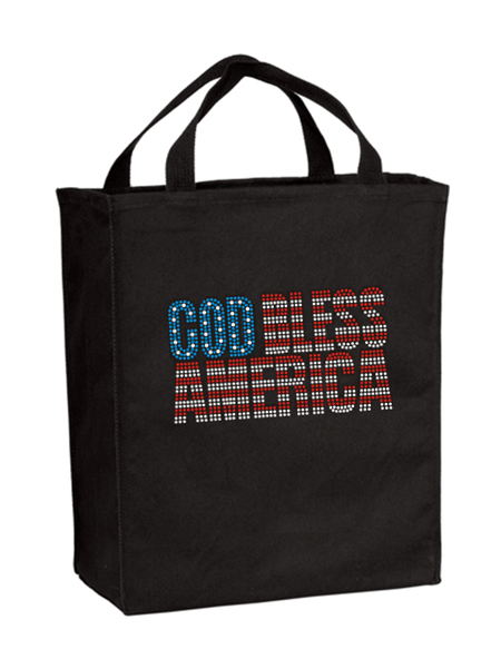 God Bless America Bling Grocery Tote