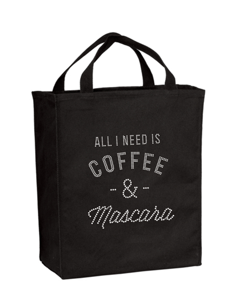 All I Need Is Coffee & Mascara Bling Grocery Tote