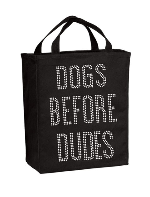 Dogs Before Dudes Bling Grocery Tote
