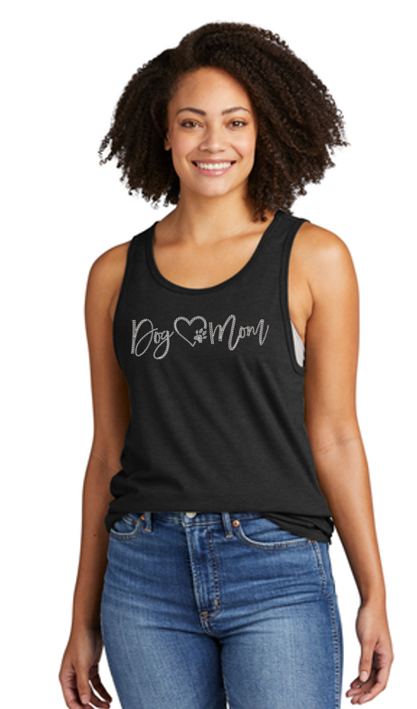 Dog Mom Unisex Organic Cotton Bling Relaxed Tank