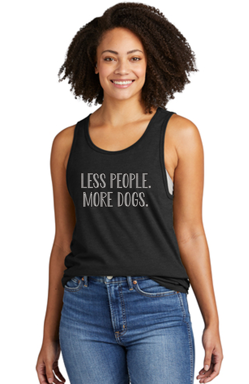 Less People More Dogs Unisex Organic Cotton Bling Relaxed Tank