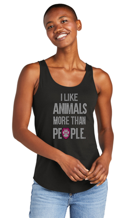 I Like Animals More Than People Bling  Luxe Relaxed Tank SUPER BLING