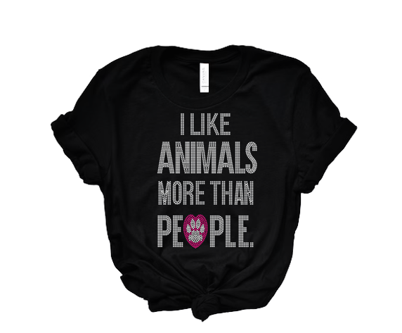 I Like Animals More Than People Bling Unisex Crew  SUPER BLING!