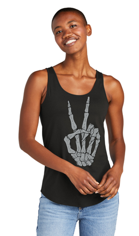 Peace Skeleton Hand  Luxe Relaxed Tank SUPER BLING