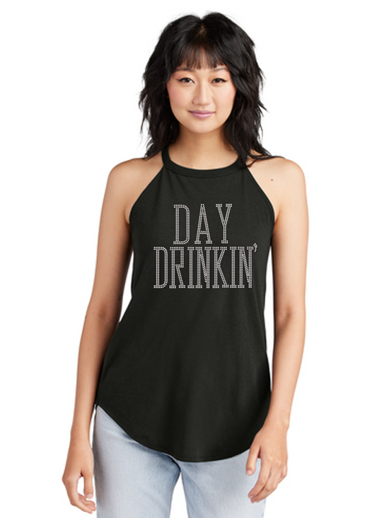 Day Drinkin'  Bling Ladies Rocker Tank