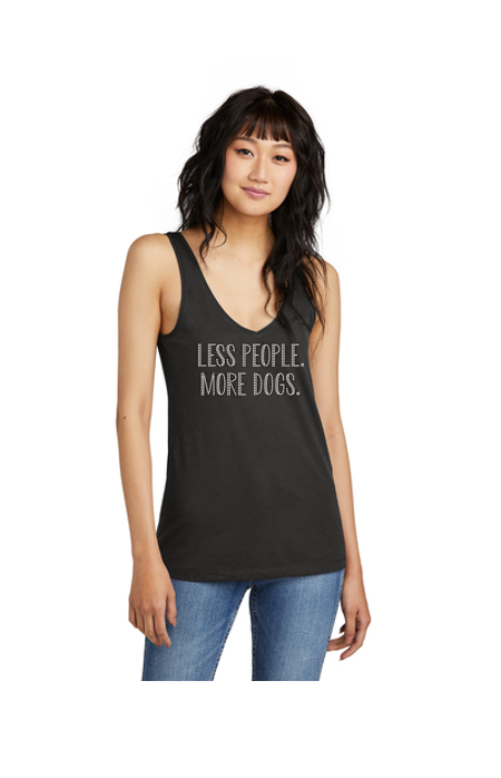 Less People More Dogs  *New Style*  Bling V Neck Tank