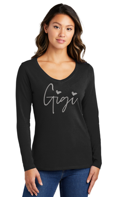 Gigi Bling V Necks Long Sleeve