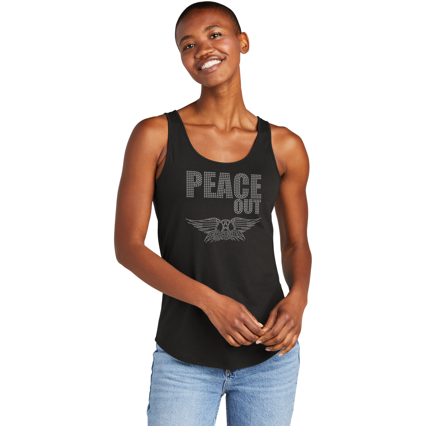 Peace Out Bling Luxe Drapey Tank