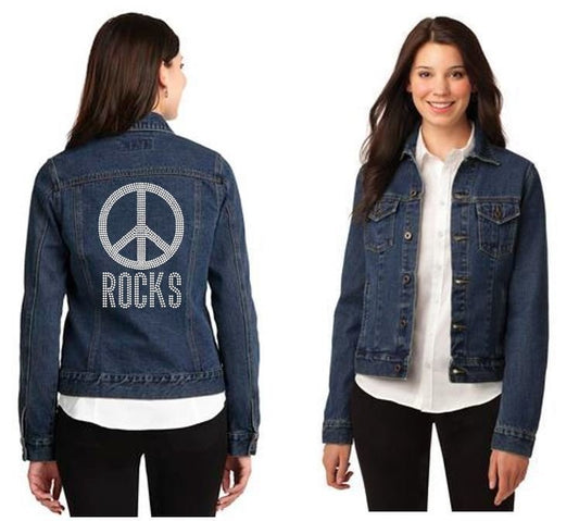 Peace Rocks Bling Ladies Denim Jacket