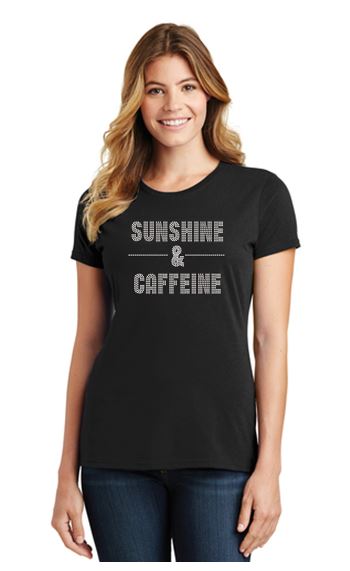 Sunshine & Caffeine Bling Ladies Fan Favorite Crew
