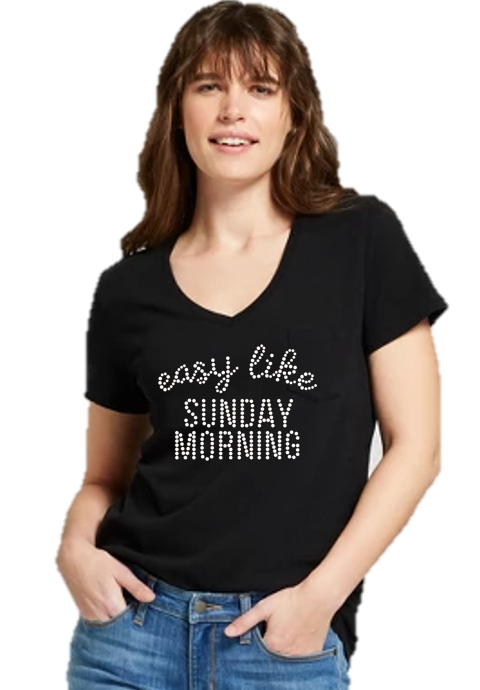 Easy Like Sunday Morning Bling V Neck