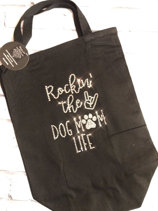 Rockin The Dog Mom Life Bling Grocery Tote