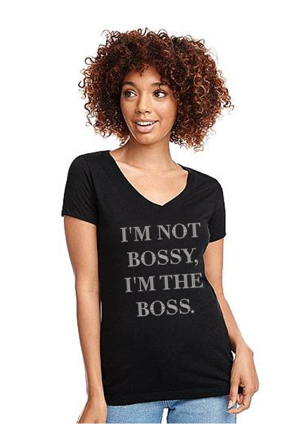 I'm Not Bossy I'm The Boss Ladies Bling V Neck