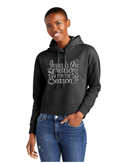 Jesus Is The Reason For The Season Bling Pullover Fleece Hoodie