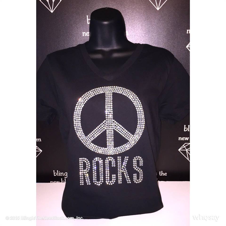 Peace Rocks Bling V Neck As Seen On Ringo Starr