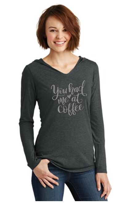 You Had Me At Coffee Bling Triblend Hoodie